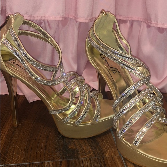 Camille La Vie Shoes - Gold Platform Heels
